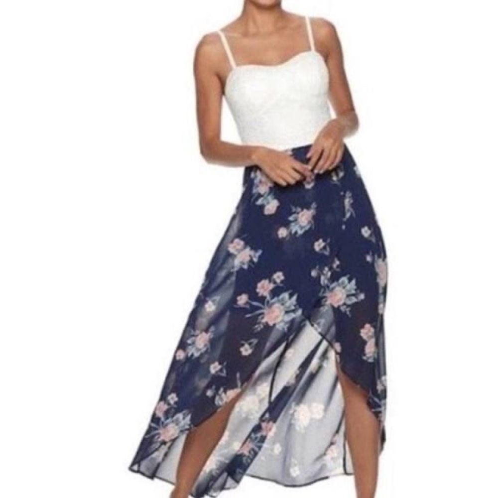 Lily Rose High-Low Blue Floral Dress